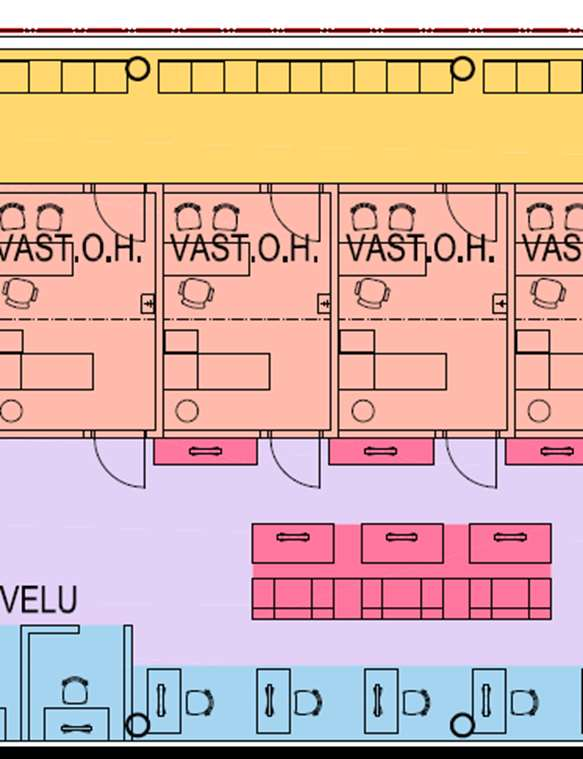 Kalasataman THK tilamalli Asiakaskäytävä Odotus Monitoimipisteet Vastaanottohuoneet 13,5 m²(45 kpl/kerros) 21 m² (isot, 4 kpl/kerros)