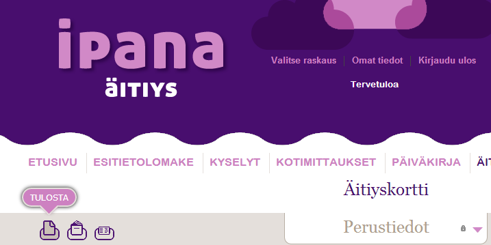 29 kalenterimerkinnät ja ajankohtaista osioissa. Etusivun teksti, joka kertoo raskausviikkosi ja päivämäärän ovat suuremmalla fontilla kirjoitettu vieden huomion ensimmäiseksi siihen.