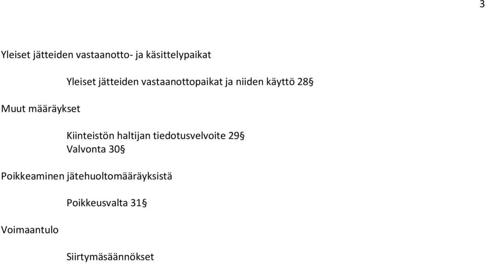 28 Kiinteistön haltijan tiedotusvelvoite 29 Valvonta 30