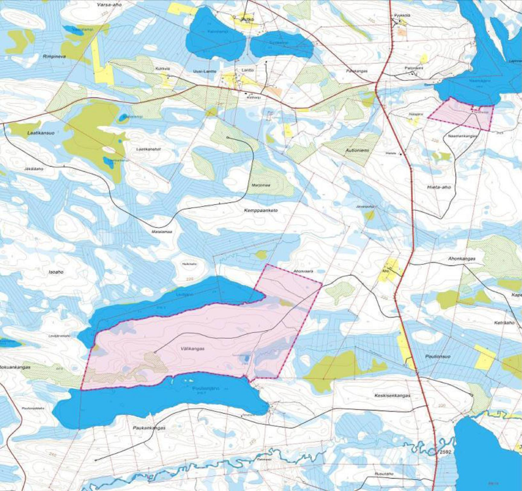 Poutionjärven ranta-asemakaava Kaavoitettava alue koostuu kahdesta alueesta, joista toinen rajoittuu Poutionjärveen ja Leväjärveen ja toinen Naamajärveen.