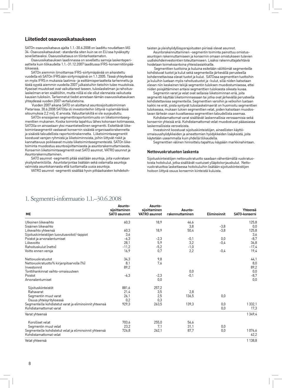 SATOn aiemmin ilmoittamaa IFRS-siirtymäpäivää on aikaistettu vuodella eli SATOn IFRS:ään siirtymispäivä on 1.1.2005.