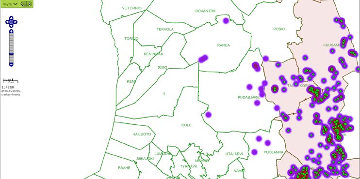 LIITE Kuva 5. Ahman aiheuttamia porovahinkoja olivat lähes kaikki Pohjoisen ja itäisen poronhoitoalueen kunnissa vuonna 2016 2 773 kpl, koko poronhoitoalueella 2 794. Laskennallinen vahinko 6,37 M.