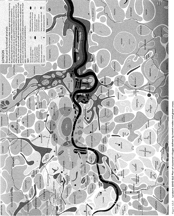 4.6.2012 87 / 232 Suur-Lontoon seudullinen kehittämissuunnitelma vuodelta 1946, jossa on näytetty sekä vanhat että uudet kaupungit viherkehän sisällä.