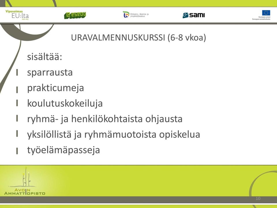 ryhmä- ja henkilökohtaista ohjausta