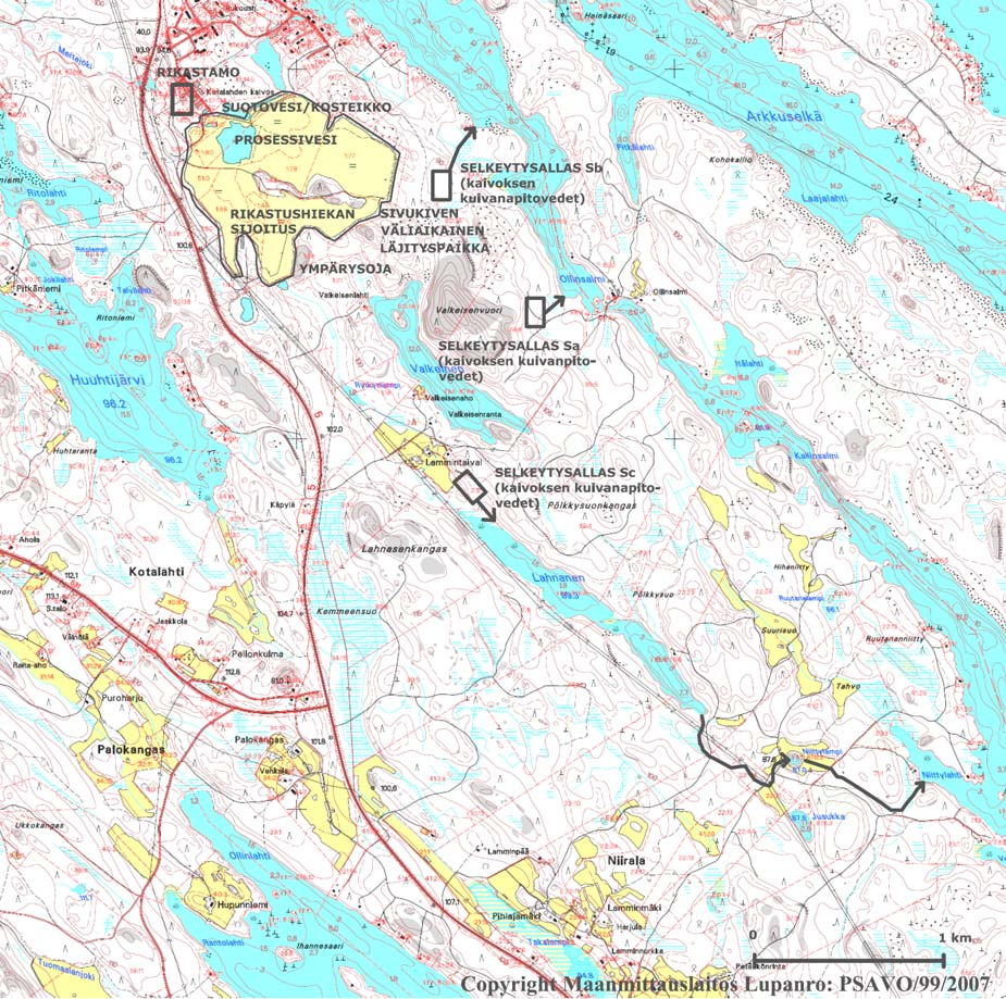 - 18 - Kuva 1. Vaihtoehto 1: Louhinta- ja rikastamotoiminta aloitetaan kaivosalueella. 4.4 Vaihtoehto 2 (VE2): Malmin maanalainen louhinta aloitetaan. Rikastamoa ei rakenneta kaivosalueelle.