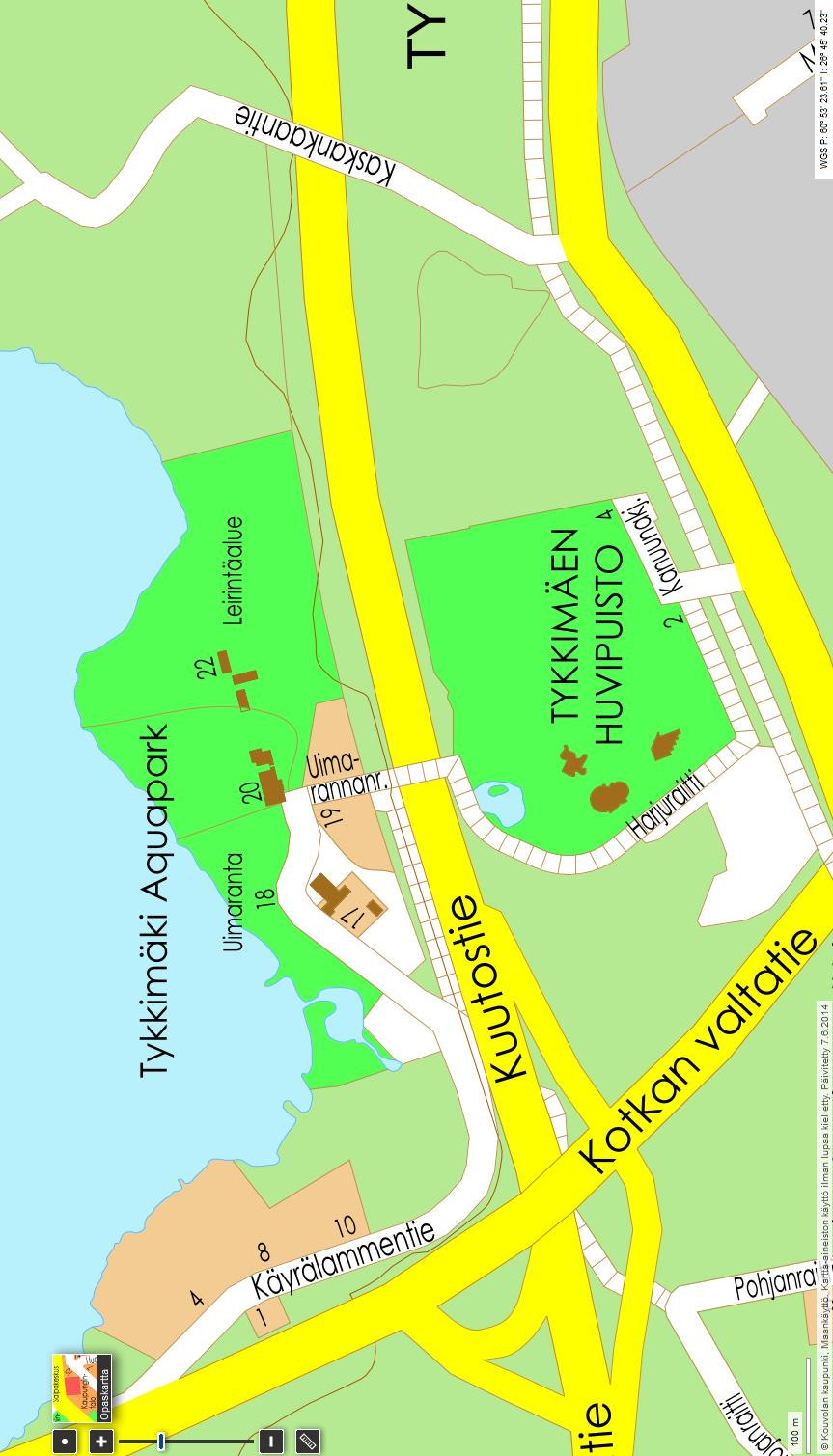 Kouvolan kaupunki Liite kartta Karttakuva Käyrälammen uimarannan