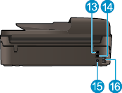 HP Officejet 4630 series takaa 13 Faksiportti (2-EXT) 14