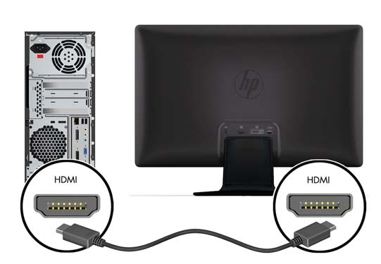 HDMI-kaapelin liittäminen (tietyt mallit) Kytke HDMI-kaapelin toinen pää näytön taakse ja toinen pää syöttölaitteeseen. HDMI-kaapeli toimitetaan vain joidenkin mallien kanssa.