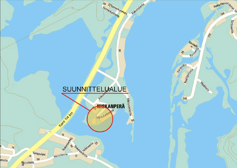 UUNNITTELUALUE: IJAINTIKARTTA 8 Rovaniemen kaupunki Alakorkalon yleiskaavan muutos Tilan Mäntyniemi RN:o 30:148 alueella OALLITUMI- JA