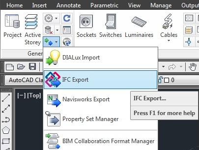 20 Kuva 12. 3D-mallin luominen IFC Export -ikoni avaa kuvassa 13 nähtävän IFC Export -valikon, jossa tehdään IFC-tiedostoa koskevat valinnat.