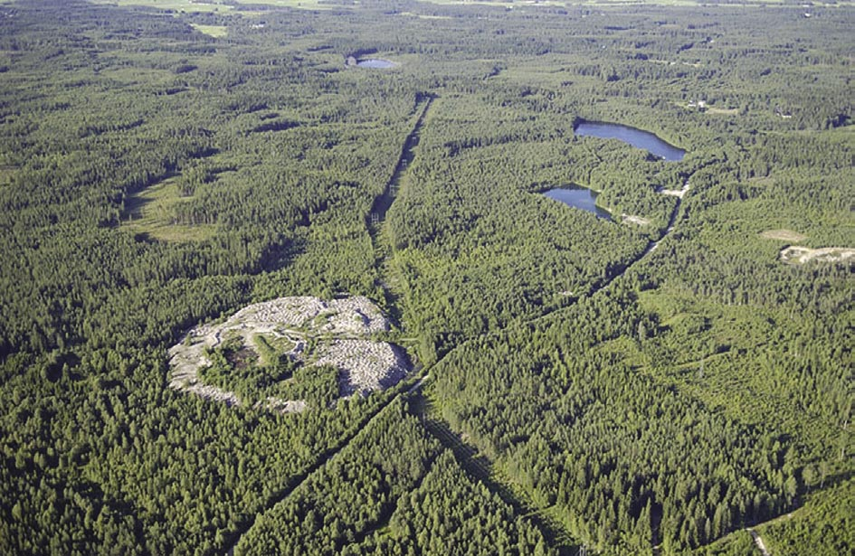 Kuva 8. Vanha läjitysalue. Maaperä Vasarakankaan kaivospiirin ja lähiympäristön alueen maastonmuodot ovat vaihtelevia, eivätkä maaperän pinnan muodot noudata kallioperän pinnan muotoja.