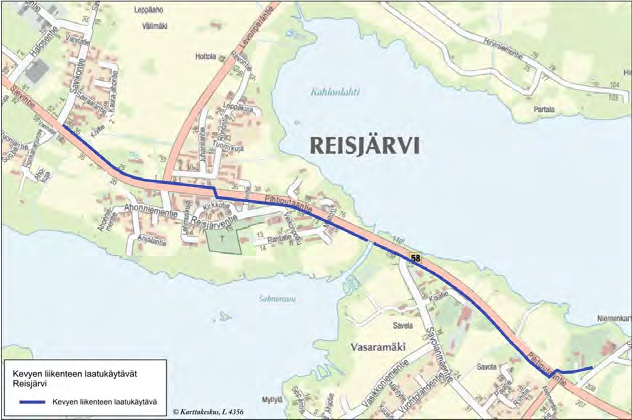 Kuva 11. Ehdotus Pyhäjärven alueen kevyen liikenteen laatukäytäviksi.