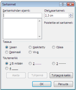 Lähettävä organisaatio Asiakirjamalli 2 5 (5) 5 Perusasetukset asiakirjaa kirjoitettaessa - viivain näkyville - sarkainväli 2,3 cm - sivun reunukset eli marginaalit (ylä-, ala- ja oikea marginaali 1