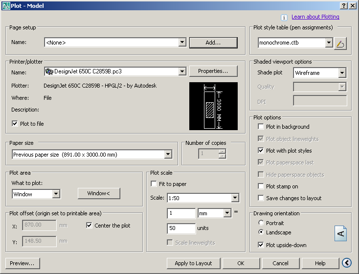 1.3 Tulostus PLT-tiedostoksi (Mustavalko- ja väritulostus): 1. Avaa tulostus eli Plot -ikkuna joko valikosta File-> Print tai näppäinkomennolla CTRL+P 2.