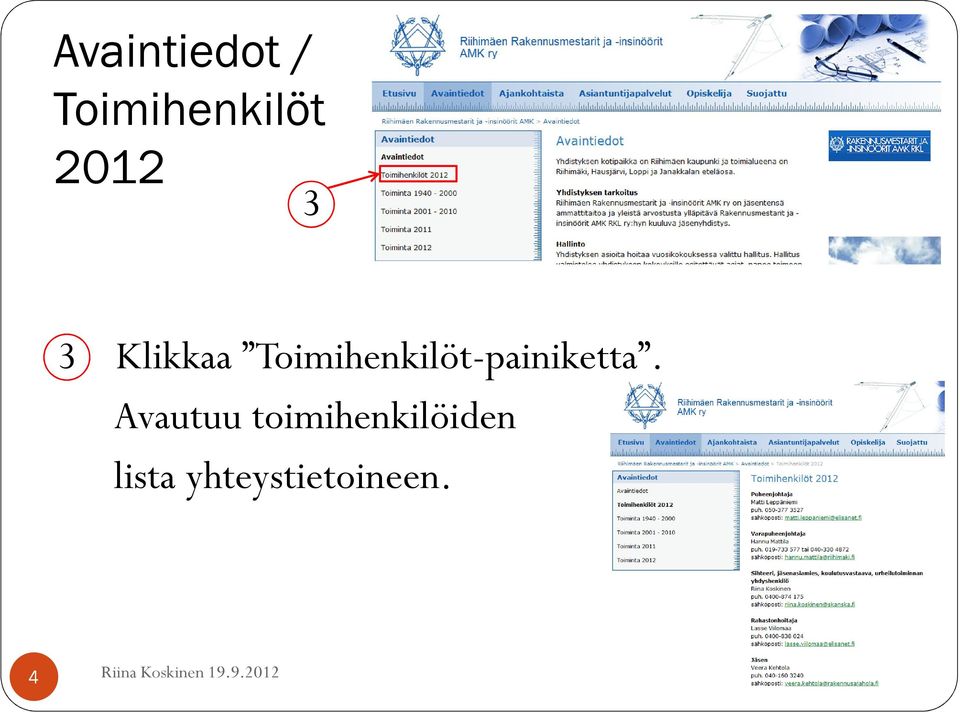 Toimihenkilöt-painiketta.