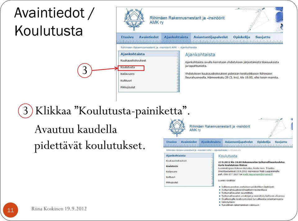 Koulutusta-painiketta.