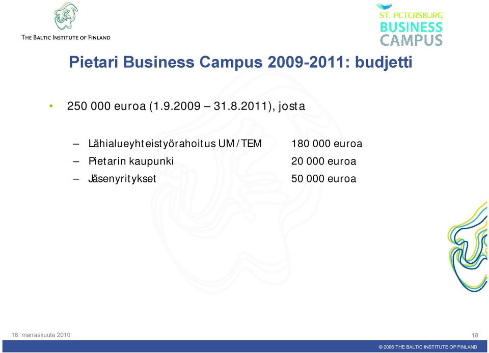 2011), josta Lähialueyhteistyörahoitus UM/TEM 180 000