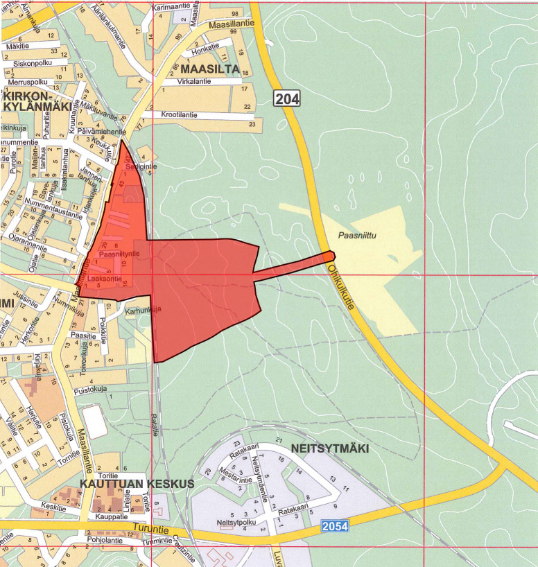 Suunnittelualueen rajaus SUUNNITTELUALUE Alue sijaitsee aivan Euran keskustan tuntumassa sen itäpuolella. Etäisyys keskustaan on noin 1,5 km.