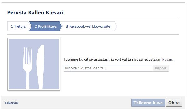 18/135 Lisäksi voit tässä vaiheessa liittää Facebook-sivuusi oman verkkosivustosi osoitteen ja mahdolliset muut verkko-osoitteet, esimerkiksi Twitterkäyttänimesi. Vaihe 2: Profiilikuva.