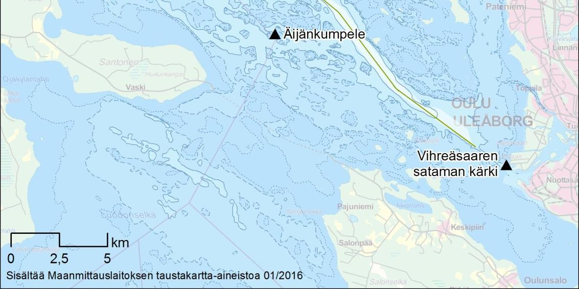 Kempeleenlahteen (näkyviltä osin) sekä Oulunselkään. Kukin sektori laskettiin kaikkiaan 10 kertaa.