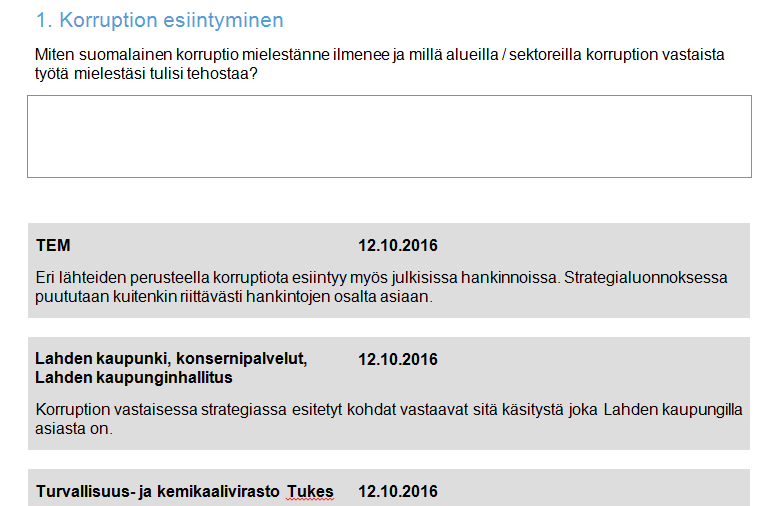 Lausuntojen tarkastelu