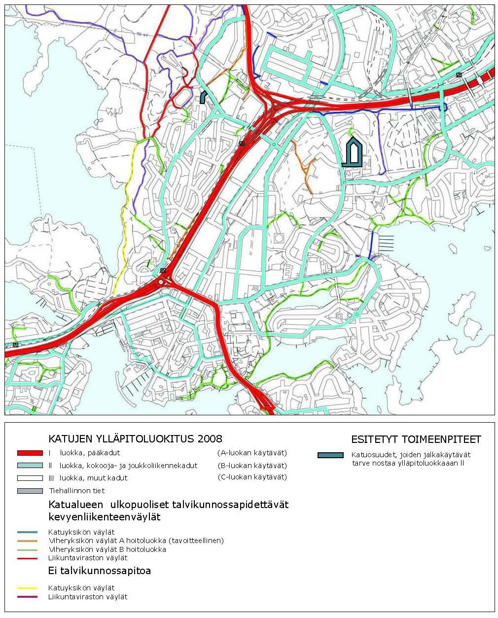 4.7 Ylläpidon kehittäminen Länsi-Herttoniemestä esitetään nostettavaksi ylläpitoluokkaan II kaupungin ylläpitämä osuus Siilikujasta (Siilitieltä Herttoniemen terveysasemalle) (kuva 24).