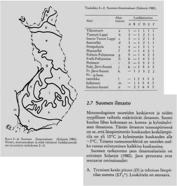 Ilman lämpötila Suomessa Tehoisa lämpötila = (T-5)*d, T=vrk keskilämpötila d=niiden päivien määrä, jolloin