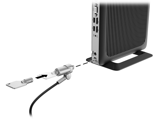 Thin client -tietokoneen suojaaminen Nämä thin client -tietokoneet on suunniteltu lukitusvaijerilla kiinnitettäväksi.