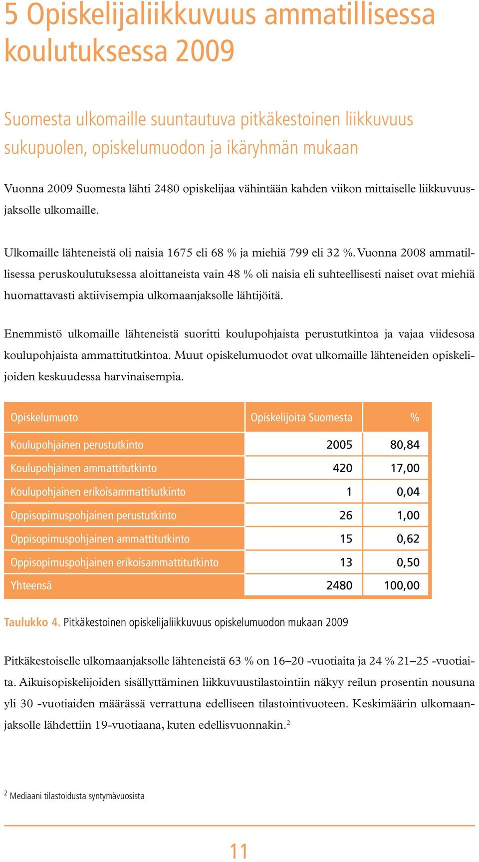 Vuonna 2008 ammatillisessa peruskoulutuksessa aloittaneista vain 48 % oli naisia eli suhteellisesti naiset ovat miehiä huomattavasti aktiivisempia ulkomaanjaksolle lähtijöitä.