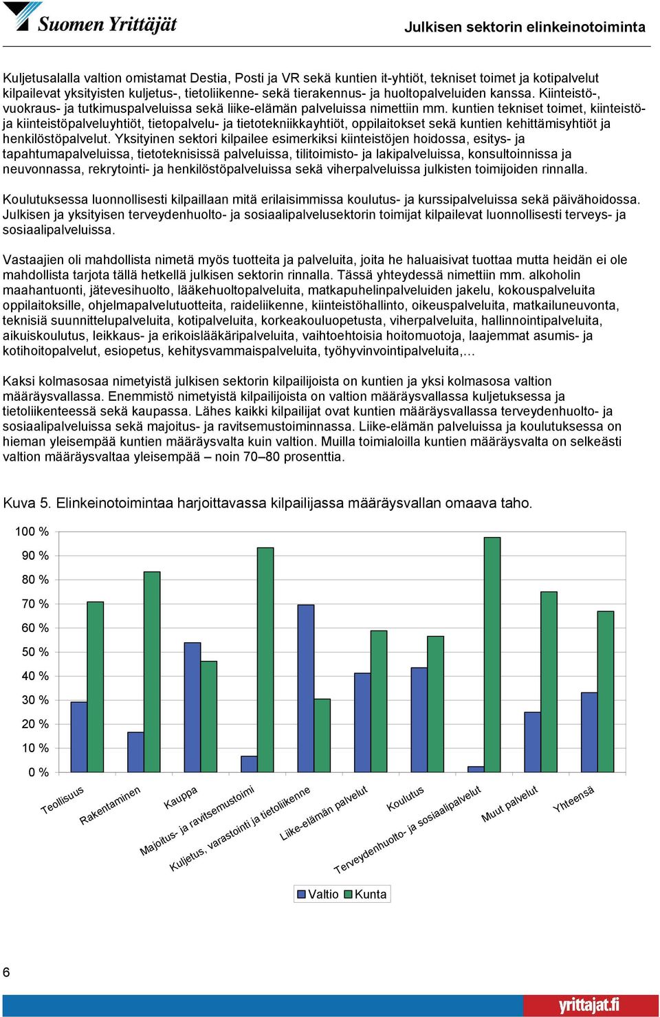 kuntien tekniset toimet, kiinteistöja kiinteistöpalveluyhtiöt, tietopalvelu- ja tietotekniikkayhtiöt, oppilaitokset sekä kuntien kehittämisyhtiöt ja henkilöstöpalvelut.