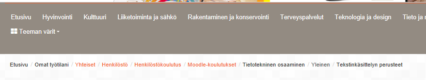 4 1.2.3 Navigaatiolohko Navigaatio-lohko on toinen navigoinnin väline Moodlessa. Napsauttamalla sanaa Etusivu, pääsee Moodlen etusivulle.