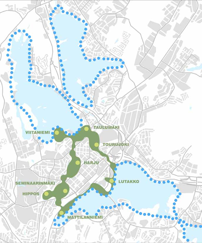 Hyvinvointi ja terveys: rantaraitit sekä talvisin järvien jäällä kulkevat ladut ovat kaupungin suosituimpia liikuntapaikkoja Esteettömyys: Haukanniemeen toteutetaan pyörätuolireitti ja esteetön