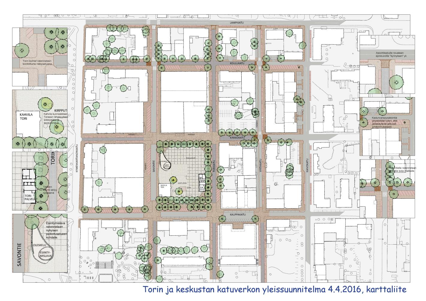 690/Akm Tori, Asemakaavan selostus LUONNOS 24.5.2016 15 / 33 Torin ja ydinkeskustan katuverkon yleissuunnitelma 2016 Keväällä 2016 valmistunut suunnitelma laadittiin kaupungin omana työnä.