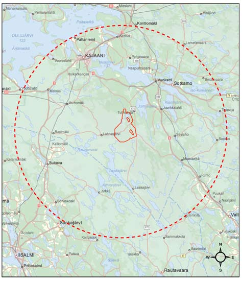 Kuva 6-1. Vaikutusalueen rajaus.