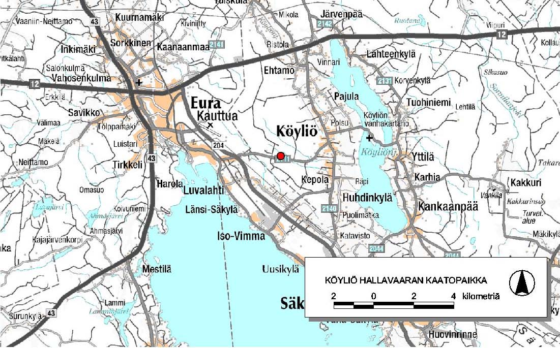 9 2.2.2. Laitoksen sijainti ja sijoituspaikan valinta Biokaasulaitos ja sen suunniteltu laajennus sijoittuu Köyliöön, Hallavaaran jätekeskukseen (Luvalahdentie 323, 27710 Köyliö).