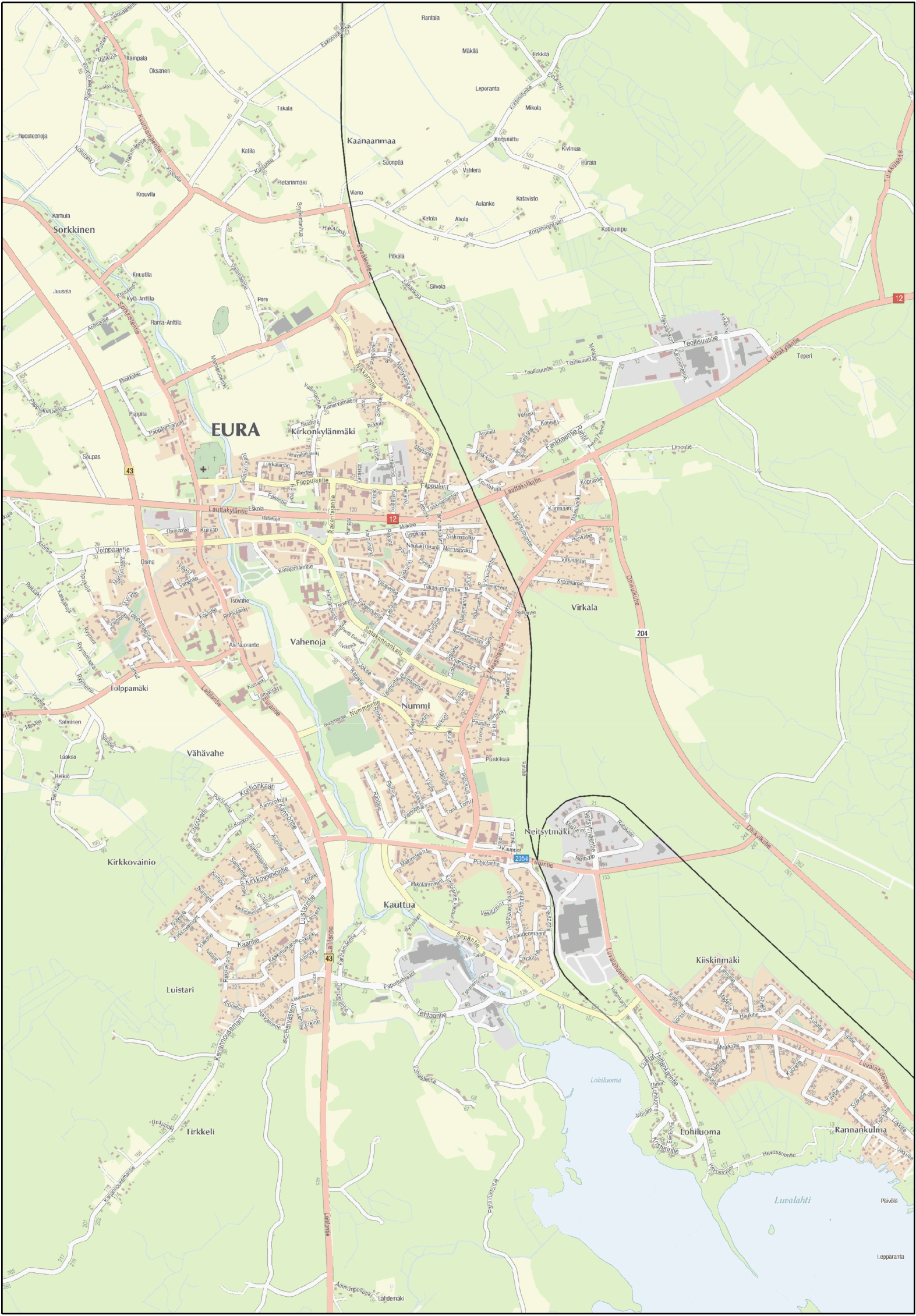 Eura, liikenneympäristön toimenpidekartta 1. Kiireellisyysluokka 2. Kiireellisyysluokka 3.