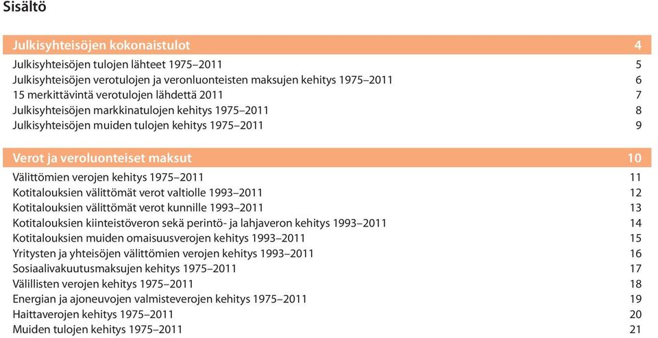 välittömät verot valtiolle 1993 211 12 Kotitalouksien välittömät verot kunnille 1993 211 13 Kotitalouksien kiinteistöveron sekä perintö- ja lahjaveron kehitys 1993 211 14 Kotitalouksien muiden