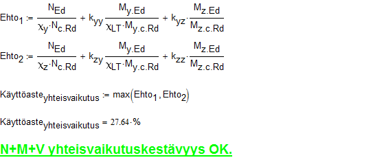 57 Kuva 26. Yhteisvaikutusehtojen tarkistus.