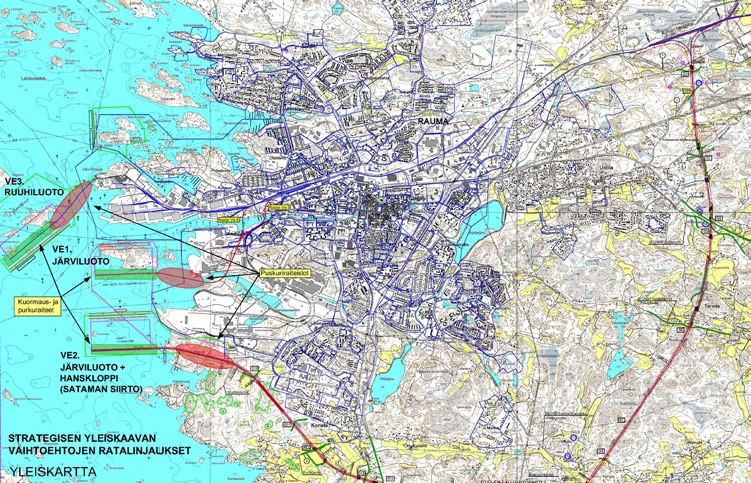 LÄHTÖKOHDAT 3 31 1 14 3 7 3 7 10 10 3 2 20 18 Rauman yleiskaavan strateginen osa JOUKKOLIIKENNE Paikallisliikenne 8 Kaukoliikenne 5 Linja 1; 2 lähtö/h/suunta, kesto 9 + 16 = 25 min Linja 2; 2