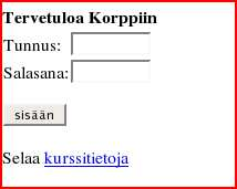 Julkinen Sovellussuunnitelma 0.3 Kuovi-projekti 5.3 Sisäänkirjautumissivu (N1) Kuvan 5.2 sivu on sisäänkirjautumissivu.