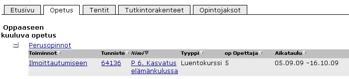 Nyt olet oppaan etusivulla. Etusivulla on yleensä tietoa oppiaineesta tai koulutuksesta, sekä muita ohjeita.