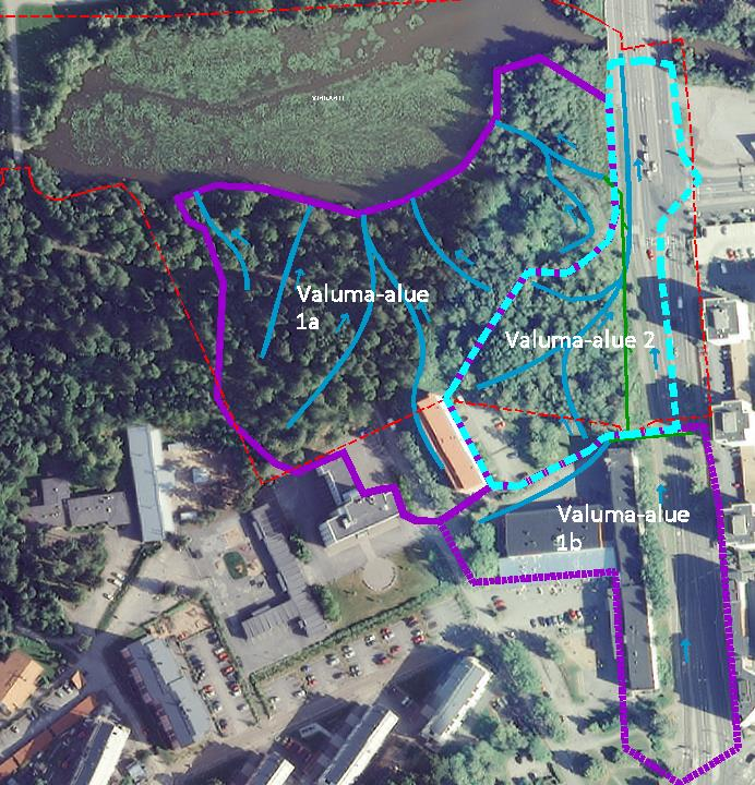 2 2. SUUNNITTELUALUEEN KUVAUS 2.1 Nykytila ja valuma-alueet Tarkasteltava alue voidaan jakaa kolmeen osavaluma-alueeseen kuvan 1. mukaisesti.