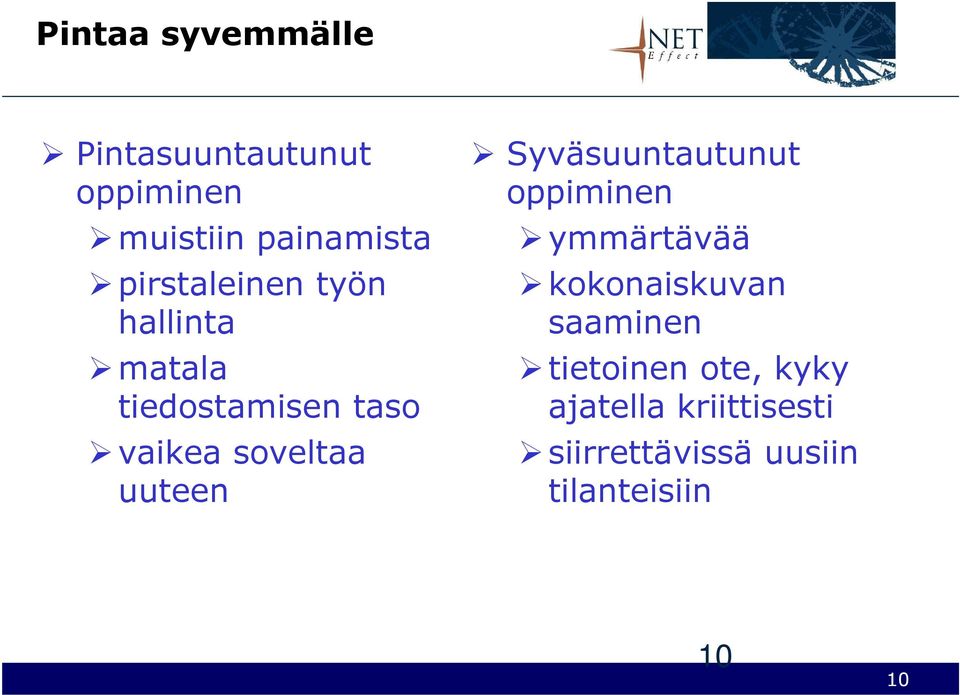 uuteen Syväsuuntautunut oppiminen ymmärtävää kokonaiskuvan saaminen