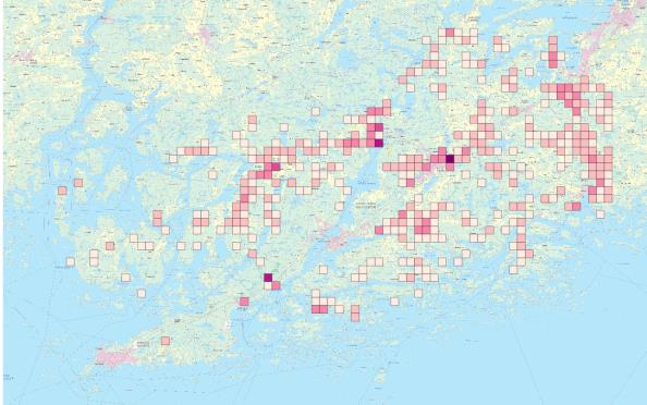 Kuva 39. Sähköttöminä olevien alueiden muuttuminen asukasmäärien mukaan painotettuina sekä tilanteen eteneminen suurhäiriön aikana (vuosi 2016, klo 08.