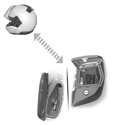 8 40 Pairing eli pariliitos z Laajennus 1: audiojärjestelmä ja 1 kypärä Edellytykset - Yksi BMW Motorrad - kommunikaatiojärjestelmä jossa Bluetooth 1.2 (pariliitos WCS-1 ei mahdollinen), Bluetooth 2.