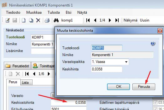 LOGISTIIKKA Varastokirjanpito / Nimikerekisteri Tuoterakenne-näytössä on estetty nyt rakenteessa olevan nimikkeen koodin päälle käsin kirjoittaminen, koska ohjelmaa ei ole tarkoitettu käytettäväksi