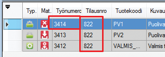 TUOTANNONOHJAUS Hakutoimintoja on kehitetty Tuotantolistassa ja Tuotannon työjonossa.