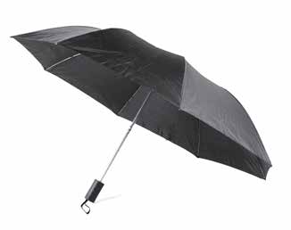 Minisateenvarjo painokoodi 31P Manuaalinen minisateenvarjo kotelossa. Sateenvarjo on 190T polyesteriä ja siinä on teräsvarsi, alumiinirunko ja hopeoitu muovikahva.