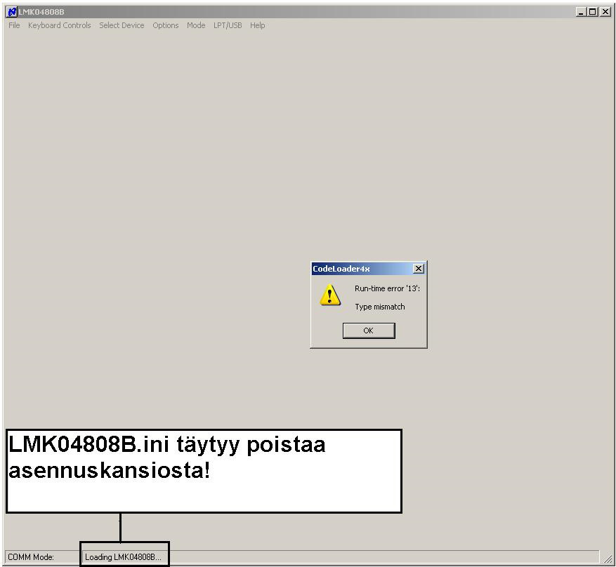KUVA 21. Error-viesti Syytä error-koodiin ei löytynyt. Edes Windows XP:n täydellinen uudelleen asennus ei vaikuttanut error-viestin ilmaantumiseen.