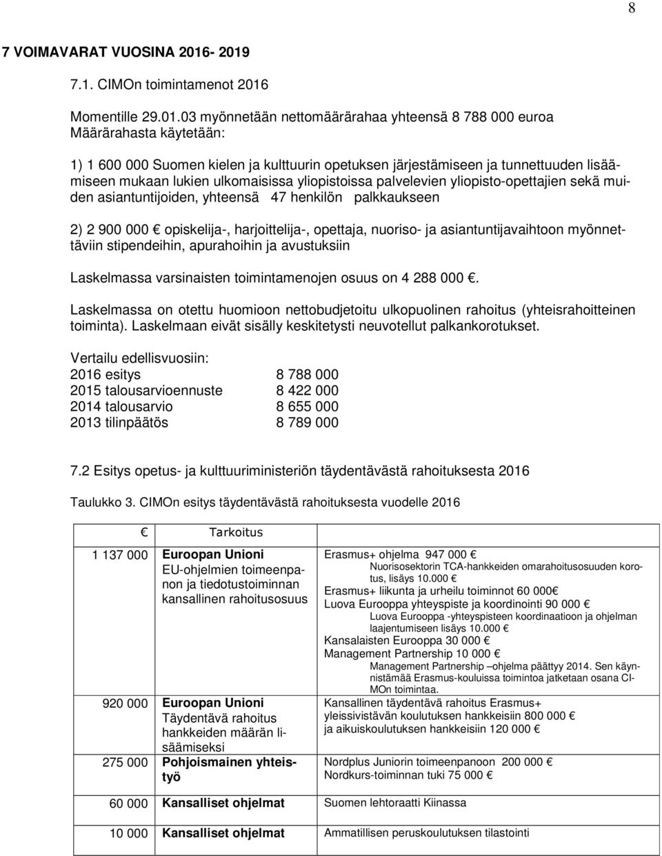 ja tunnettuuden lisäämiseen mukaan lukien ulkomaisissa yliopistoissa palvelevien yliopisto-opettajien sekä muiden asiantuntijoiden, yhteensä 47 henkilön palkkaukseen 2) 2 900 000 opiskelija-,